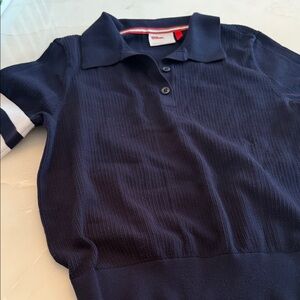 Wilson - Size large Dark Blue retro tennis attire - Polo blue with White Stripe